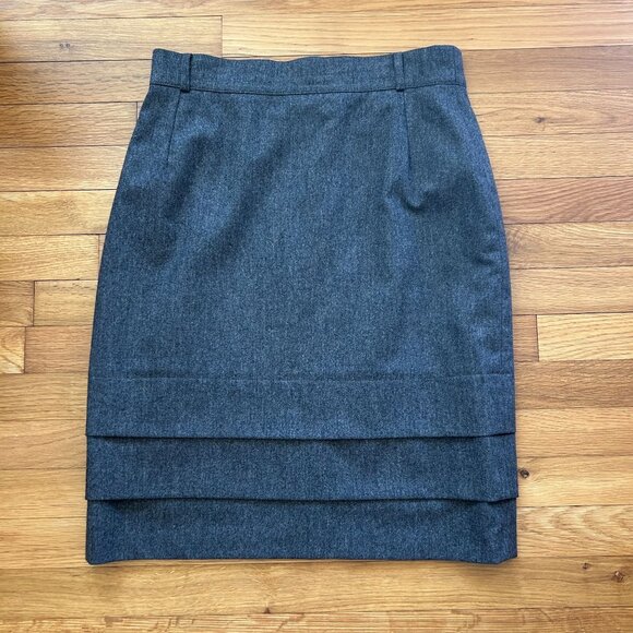 Vintage Gray Wool Tiered Pencil Skirt - Picture 1 of 6